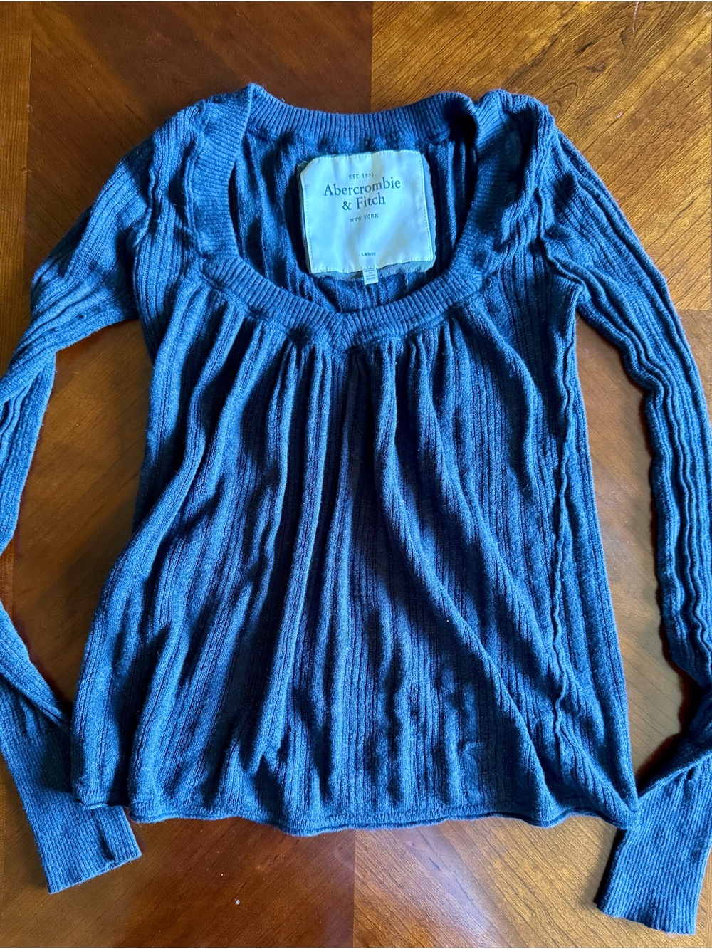 VINTAGE Y2K Abercrombie & Fitch Babydoll Knit Top Blue Bella Swan Twilightcore